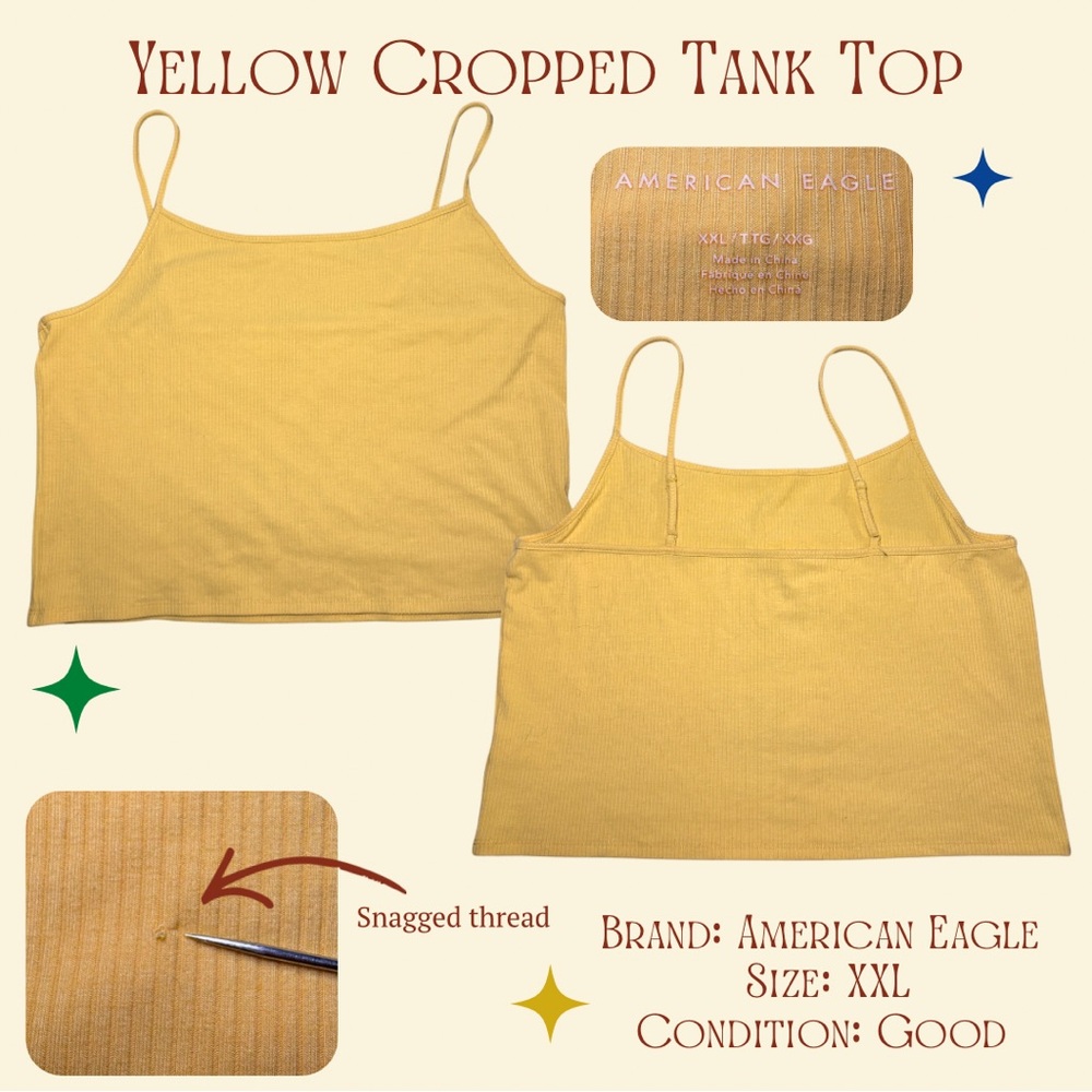 American Eagle Outfitters Yellow Cropped Tank Top